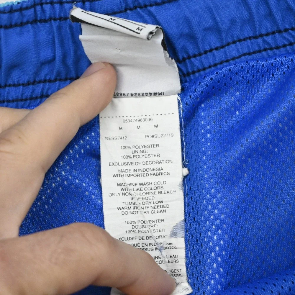 Nike Swim Trunks Men M Blue Striped Mesh Lined Board Shorts 9